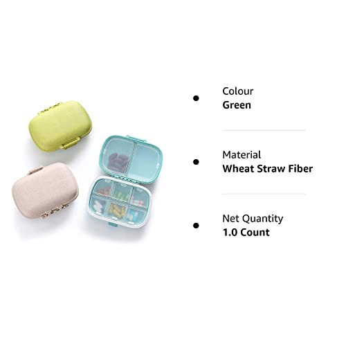 Pill Medicine Organizer Storage Box with 8 Compartments - Moisture Proof, Made of Food Grade Cereal Fiber, BPA free Wheat Straw Material (Random Colour)