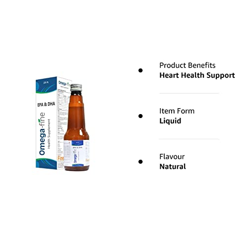Omegafine Health Supplement Syrup with Fish Oil (Omega - 3, EPA, DHA) For Brain Health & Immunity - 225ml