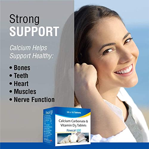 Finecal-500 - Bone & Joint Health Supplement with Calcium Carbonate & Vitamin D3 - 150 Tablets