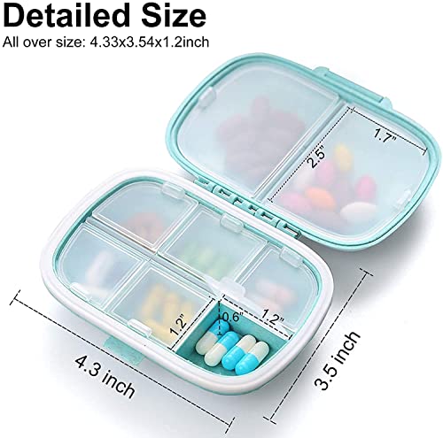 Pill Medicine Organizer Storage Box with 8 Compartments - Moisture Proof, Made of Food Grade Cereal Fiber, BPA free Wheat Straw Material (Random Colour)
