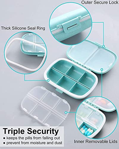 Pill Medicine Organizer Storage Box with 8 Compartments - Moisture Proof, Made of Food Grade Cereal Fiber, BPA free Wheat Straw Material (Random Colour)