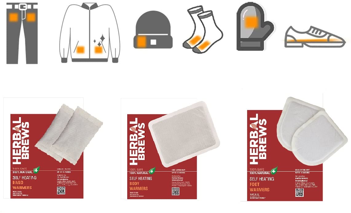 Body Warmers Heat Pouch - Self Heating Warmer - Long Lasting Natural Safe and Odorless Single Use Air Activated Heat Packs for Body, Up to 10 Hours of Heat - 5 Pcs