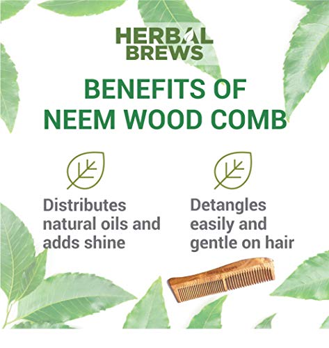 Desi Neem Wooden Comb for Women & Men | Hair Growth | Anti-Bacterial, Dandruff Remover & Hair Styling Comb | Handcrafted (Set of 3)
