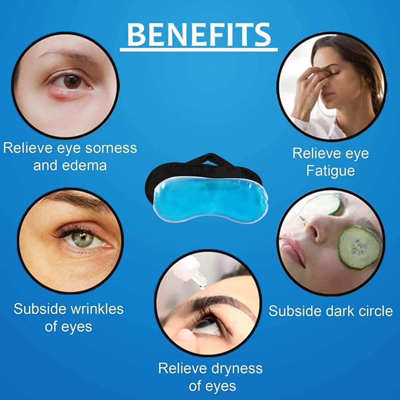 Cooling Eye Mask | Gel Eye Mask for Dark Circles, Puffiness, Headaches | Cold Eye Mask | Ice Pack for Eyes | Cold Eye Compress Face Ice Mask | Reusable Warm Eye Mask with Gel Ice Pack