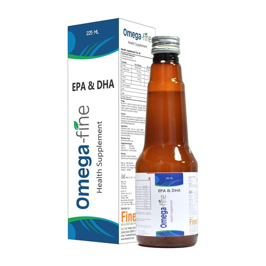 Omegafine Health Supplement Syrup with Fish Oil (Omega - 3, EPA, DHA) For Brain Health & Immunity - 225ml