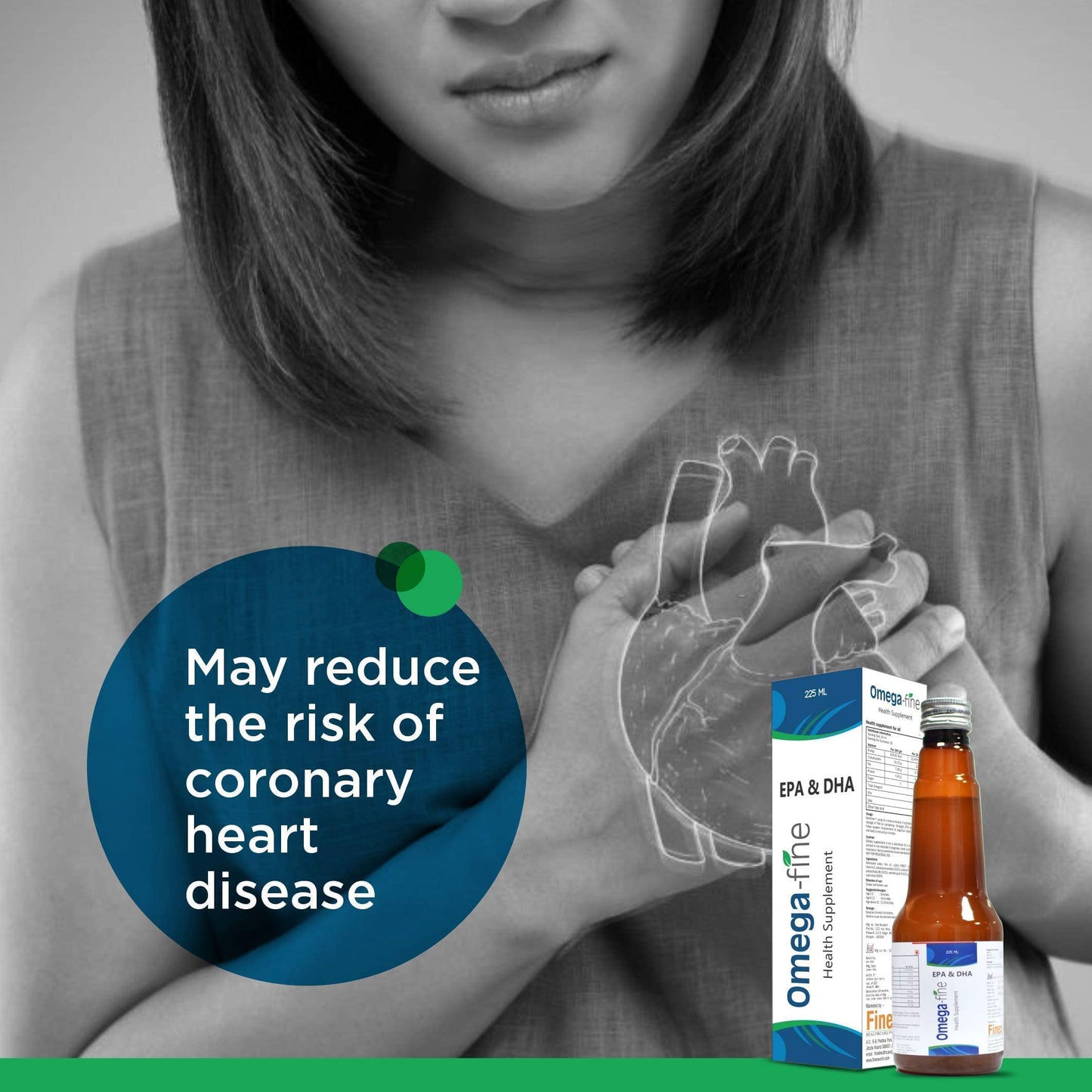 Omegafine Health Supplement Syrup with Fish Oil (Omega - 3, EPA, DHA) For Brain Health & Immunity - 225ml