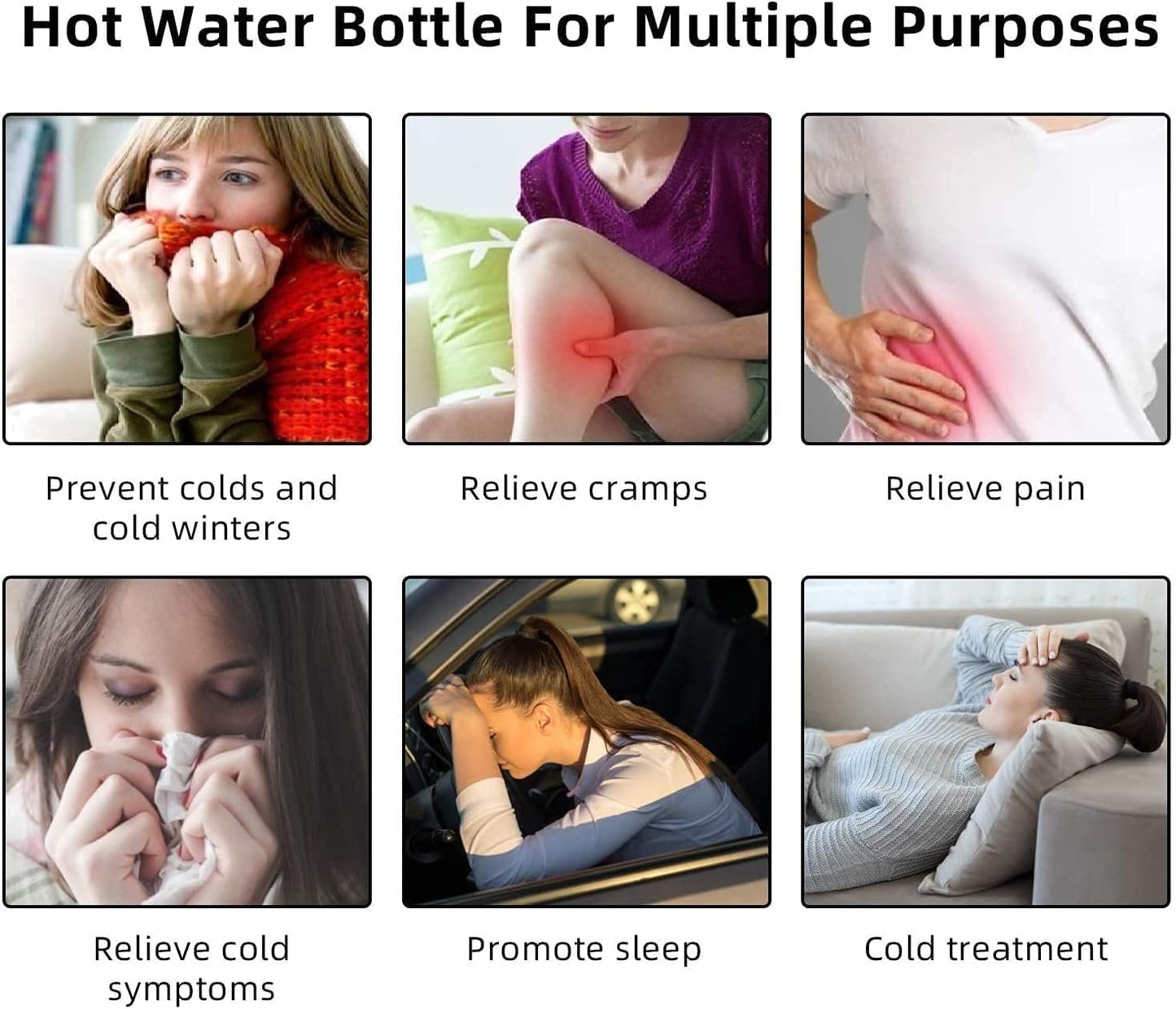 Hot Water Bag Small 500 ml - Children's Hot Water Bottle with Hand Warmer Cover (Random Colours)