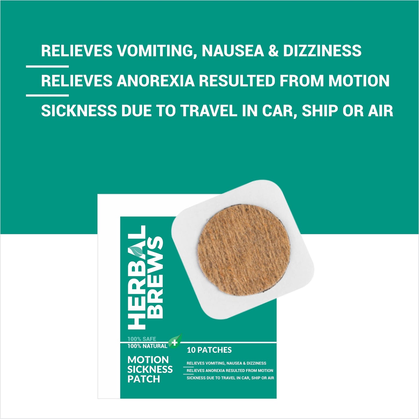 Motion Sickness Patch for Kids & Adults - 100% Safe & Natural to Relieve Travel Sickness, Dizziness, Nausea, Vomiting | WORKS INSTANTLY & LONG-LASTING | NO SIDE EFFECTS (5 Pair)