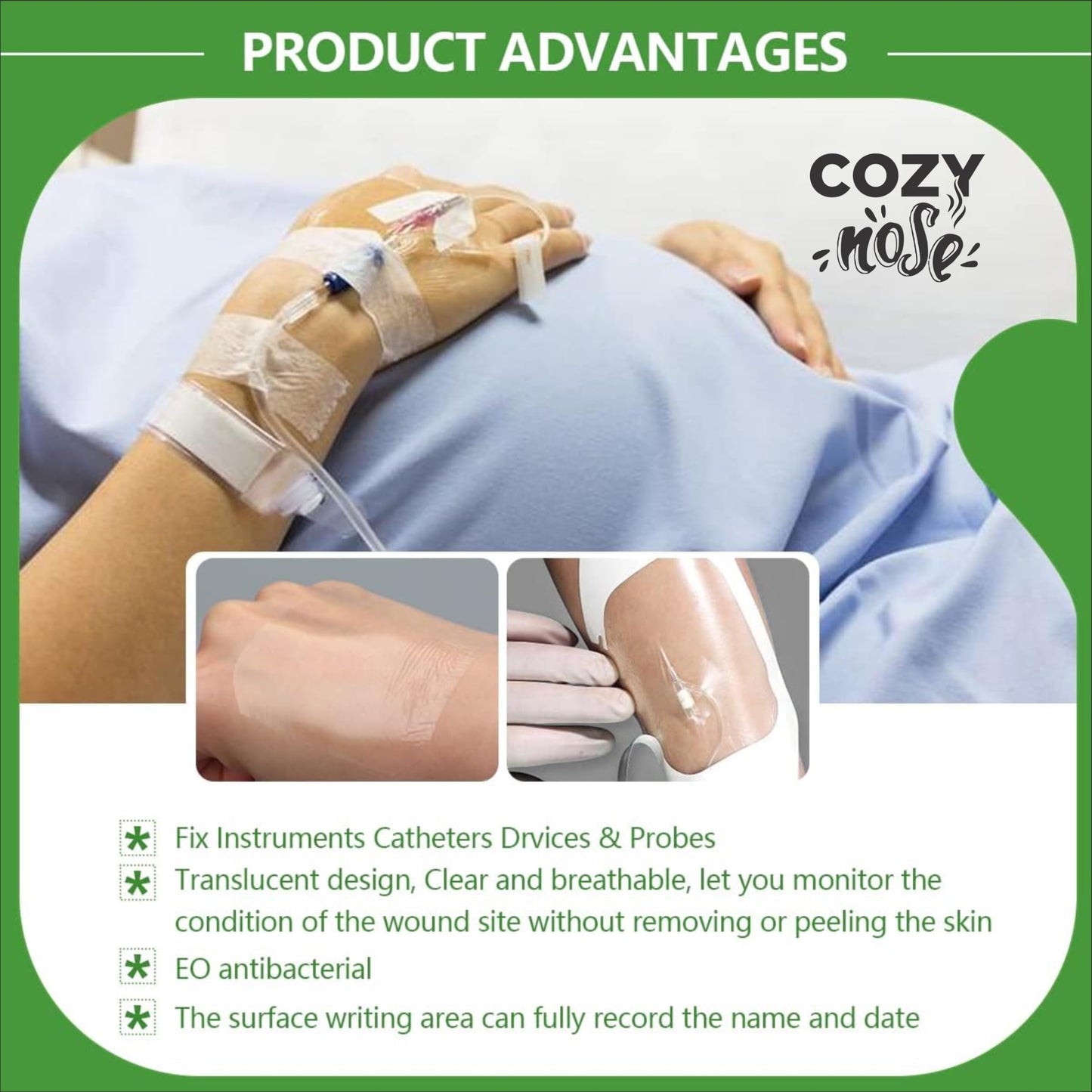 Transparent Film Dressing 5 Packs, Waterproof Wound Cover Bandage, Post Surgical Shower or Tattoo Aftercare Bandage, IV Shield, Adhesive Patches (2.3" x 2.75")