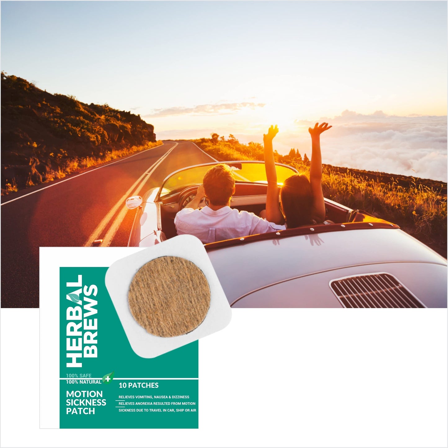 Motion Sickness Patch for Kids & Adults - 100% Safe & Natural to Relieve Travel Sickness, Dizziness, Nausea, Vomiting | WORKS INSTANTLY & LONG-LASTING | NO SIDE EFFECTS (5 Pair)