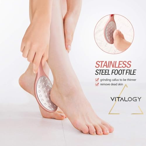 Foot File Callus Remover for Feet | Removes Hard Skin, Leaves Feet Smooth | LUXE Collection - Rose Gold 360 round