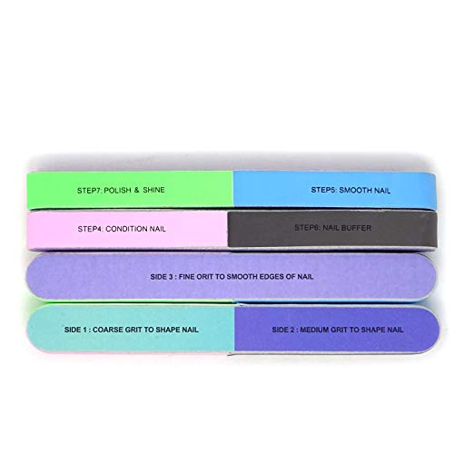 Nail File and Buffer for Pedicure and Manicure - 7 Ways Filer for Nail Repair, Nail Care Tool, Washable Emery Boards, All-in-One Shaping & Buffing, Easy to Use for Women and Men - Pack of 2