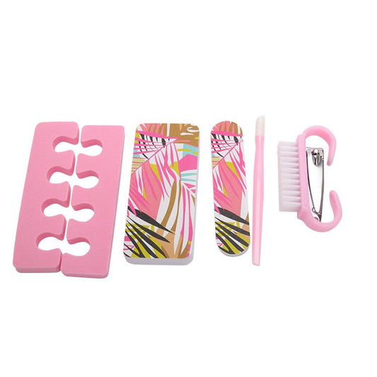 Manicure and Pedicure Kit for Women for Hand & Foot Care with Nail Cutter, Nail File, Toe Separators, Sand Paper, Cleaning Brush, Trimmer and Cuticle Finger Care Grooming Kit for Men & Women - 6 in 1 Kit (Pink)