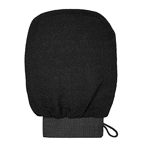 Moroccan Bathing Exfoliating Glove Mitt - Latest bathing sponge body scrubber | Microdermabrasion at Home, Visibly Lift Away Dead Skin, Great for Tan Removal (Black)