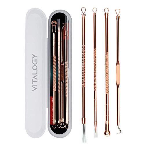 Blackhead Remover Tool Kit - 4 in 1 Acne and Pimple Removal Tool - Nose & Face Blackheads Remover - ROSE GOLD