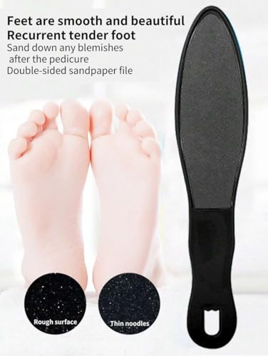 Pedicure Tools for Feet - 8 in 1 Pedicure Kit | Foot Scrubber for Dead Skin, Callus Remover, Foot Scraper, Foot File, Pitchfork, Filer for Nail Repair - 1 Set (Black)