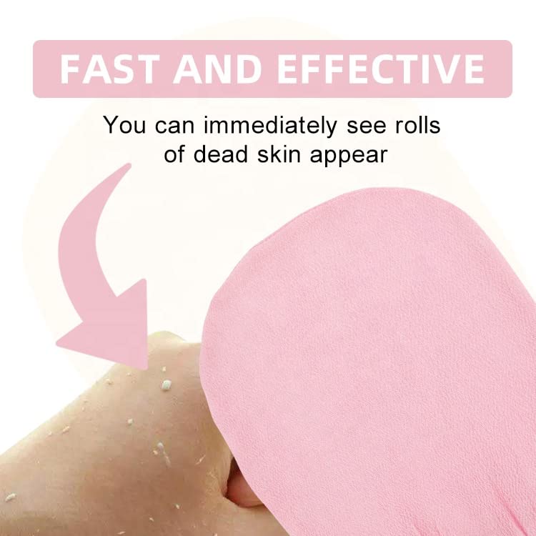 Moroccan Bathing Exfoliating Glove Mitt - Latest bathing sponge body scrubber | Microdermabrasion at Home, Visibly Lift Away Dead Skin, Great for Tan Removal (Pink)