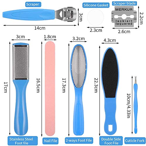 Pedicure Tools for Feet - 8 in 1 Pedicure Kit | Foot Scrubber for Dead Skin, Callus Remover, Foot Scraper, Foot File, Pitchfork, Filer for Nail Repair - 1 Set