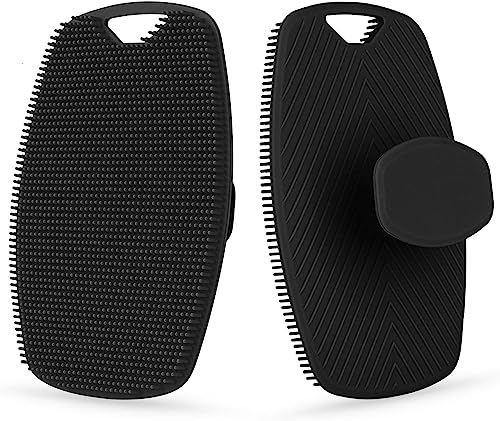Body Scrubber for Bathing - Dead Skin Remover, Premium Super Soft Silicone Body Shower Scrub - 1 Pc (Black)