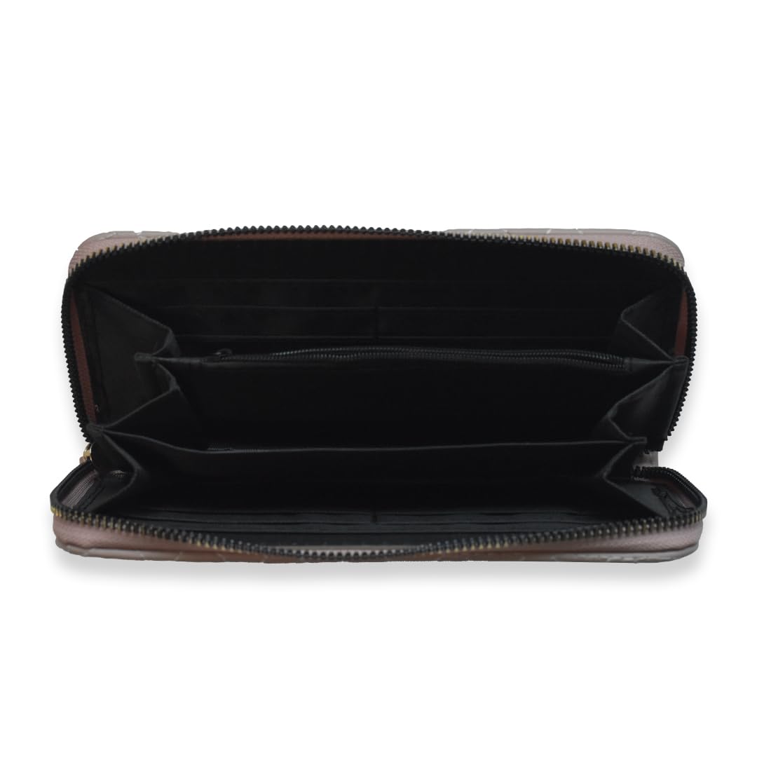 Ladies Wallets for Women Stylish - Faux-Pearl Embellished Quilted PU Leather Wallet - Diamond Shaped Quilting and Tonal Stitching, with All-Around Gold Zip Fastening (Baby Pink)