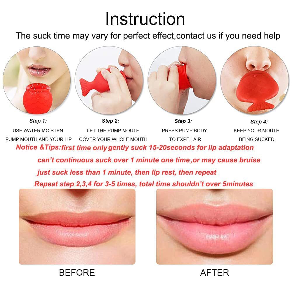 Lip Plumper for Women - Fish Shape Lip Enhancer Plumper Device Natural Pout Mouth Tool - 1 Pc