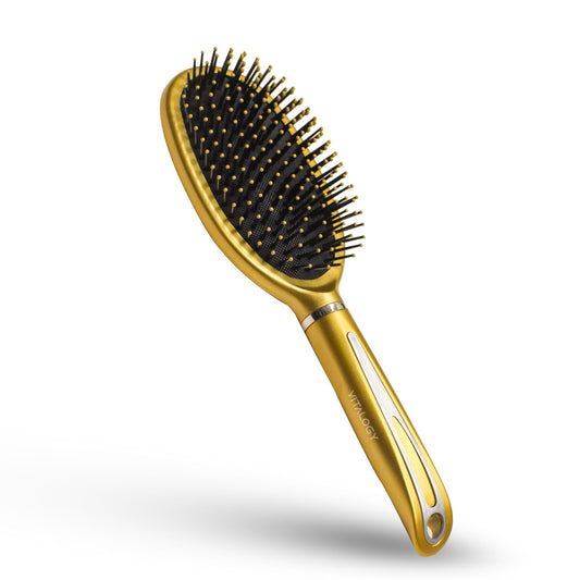 Detangler Paddle Hair Brush Glides Through Tangles For All Hair Types - Luxurious Gold Finish