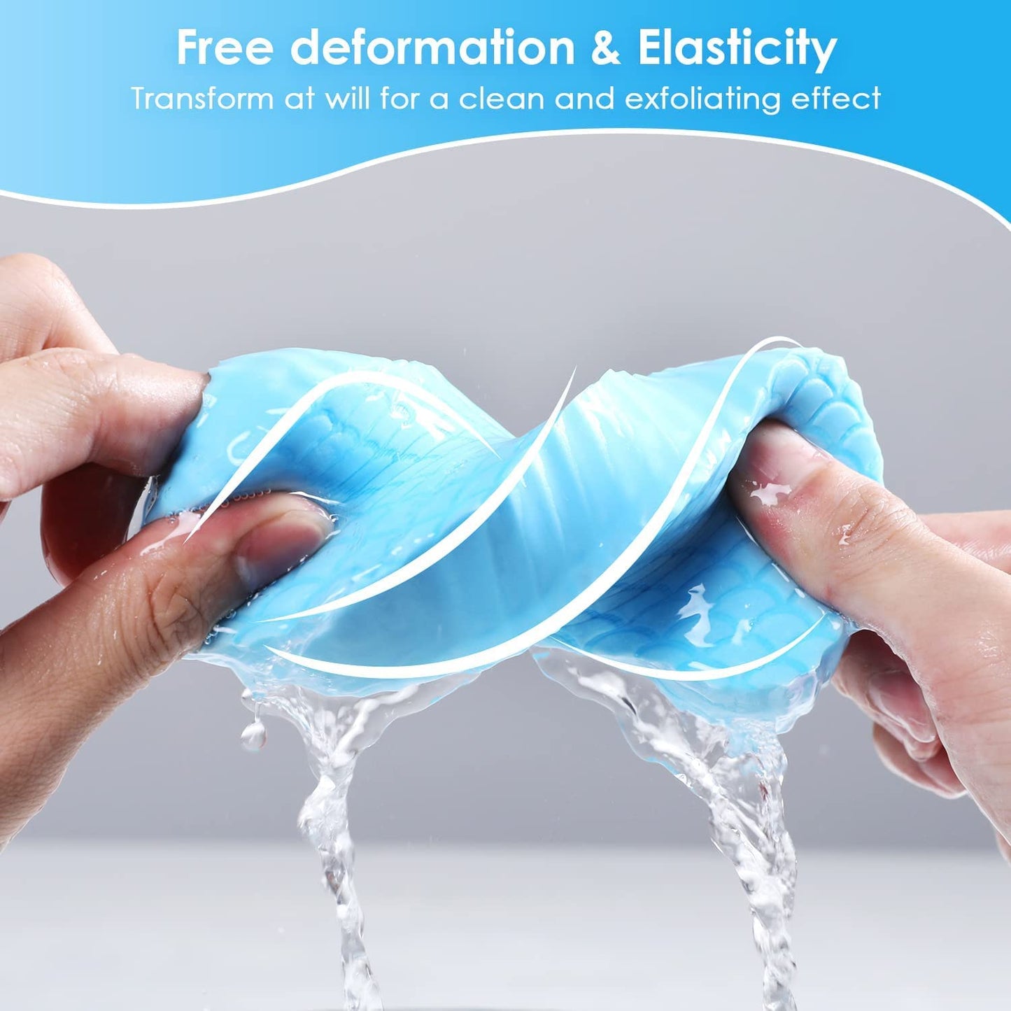 Body Scrubber Exfoliating 3D Bath Sponge - Super Soft Shower Sponge, Reusable for Adults, Children and Pregnant Women - 1 Pc (Blue)
