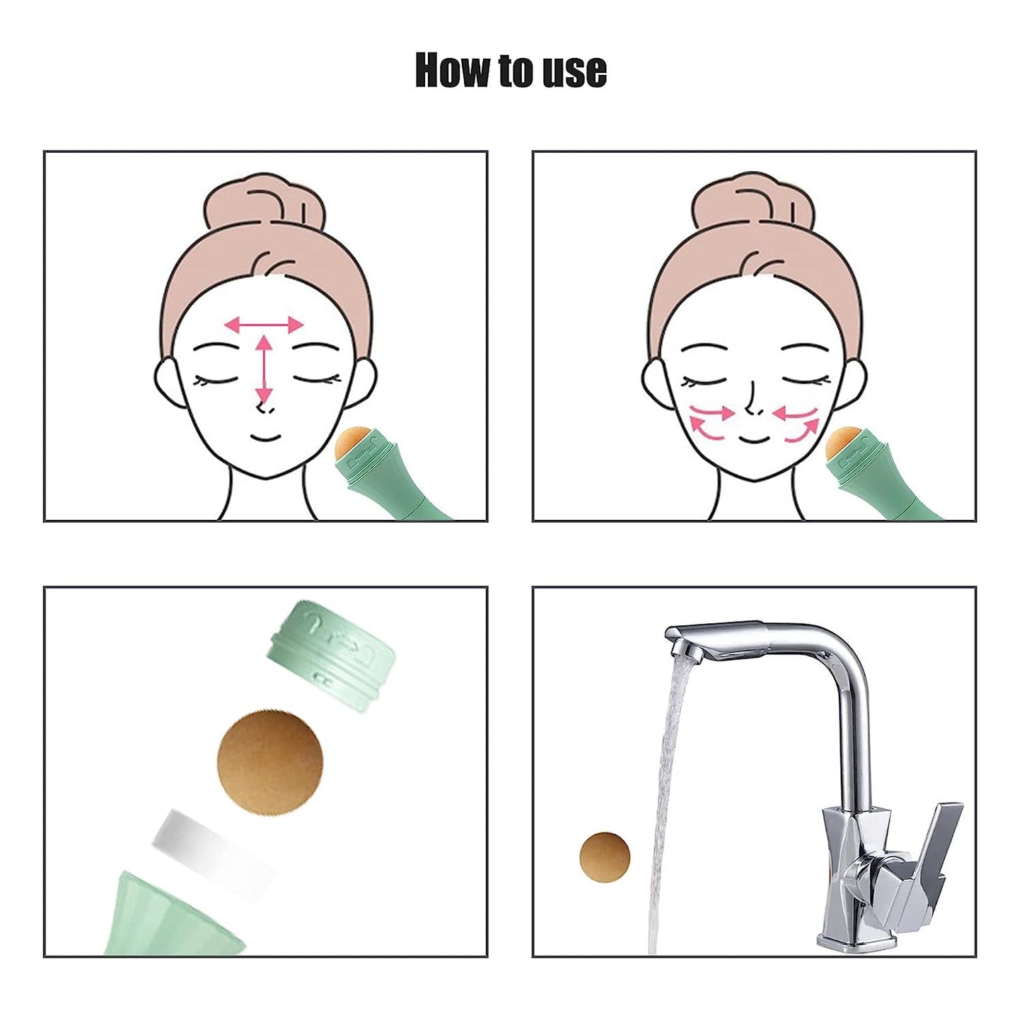Oil Absorbing Volcanic Roller | Oil Control On-The-Go | REAL Volcanic Stone Face Roller, Portable & Reusable for Instant Results, Remove Excess Shine from Oily Skin - Double Sided (Green)
