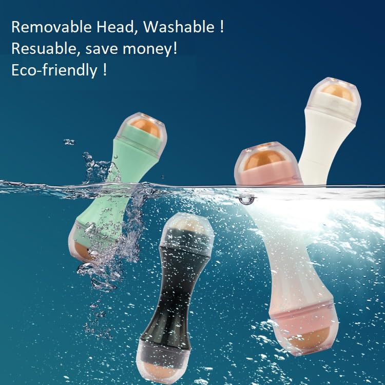 Oil Absorbing Volcanic Roller | Oil Control On-The-Go | REAL Volcanic Stone Face Roller, Portable & Reusable for Instant Results, Remove Excess Shine from Oily Skin - Double Sided (Green)