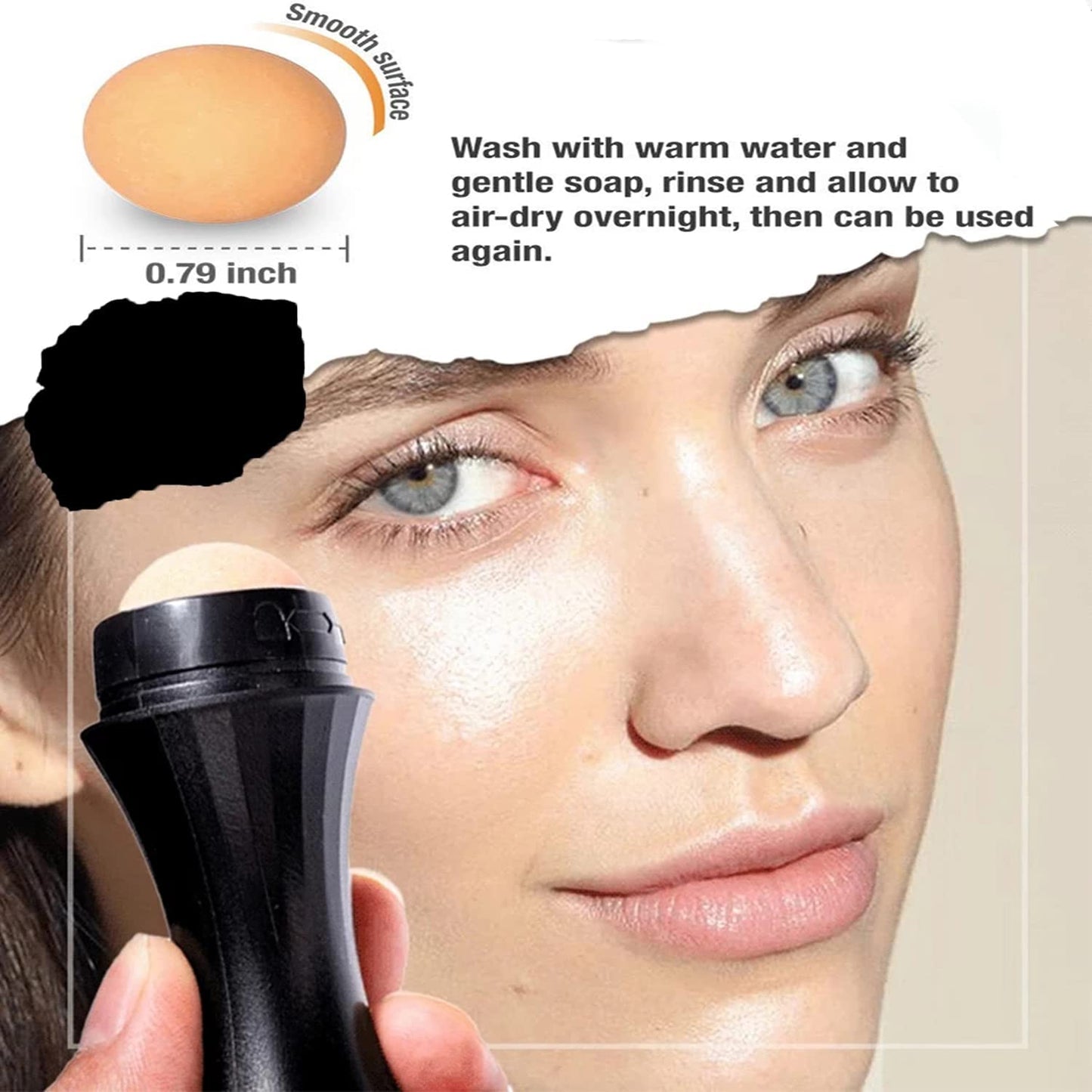 Oil Absorbing Volcanic Roller | Oil Control On-The-Go | REAL Volcanic Stone Face Roller, Portable & Reusable for Instant Results, Remove Excess Shine from Oily Skin - Double Sided (Green)
