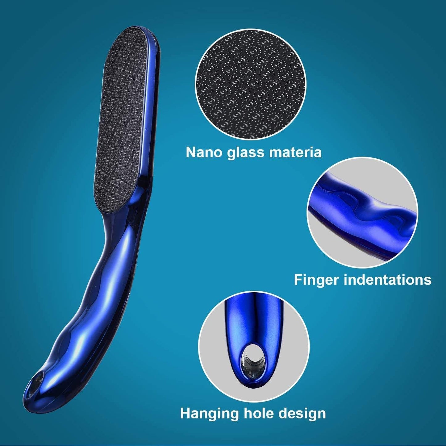 Callus Remover for Feet | NANO GLASS CRYSTAL Removes Hard Skin, Leaves Feet Smooth - CHAMPAGNE GOLD with Handle