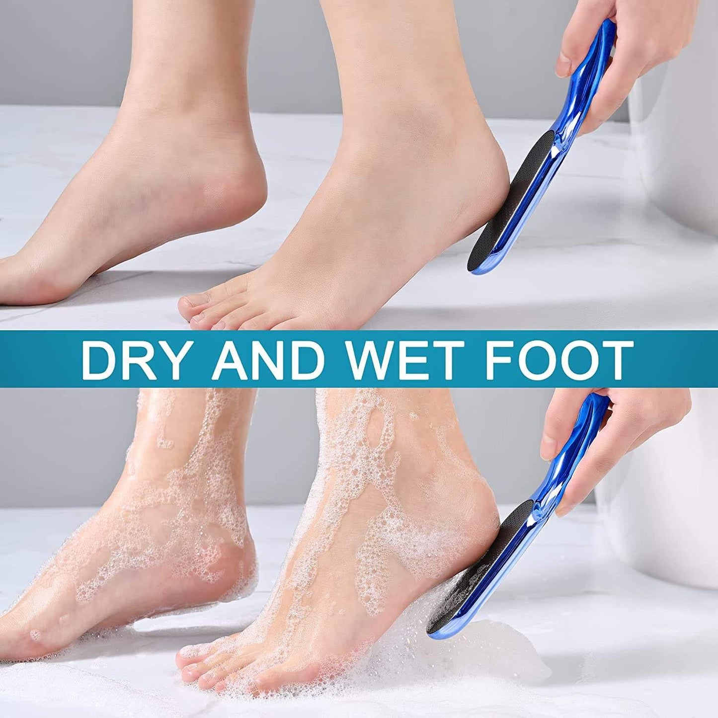 Callus Remover for Feet | NANO GLASS CRYSTAL Removes Hard Skin, Leaves Feet Smooth - CHAMPAGNE GOLD with Handle