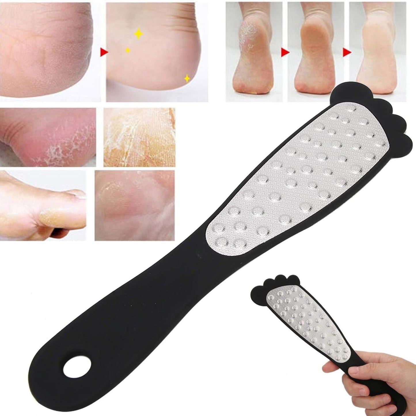 Foot File for Dead Skin Removal | Pedicure tools - Foot Scraper Rasp | Stainless Steel LUXE Collection - Foot Shaped Black