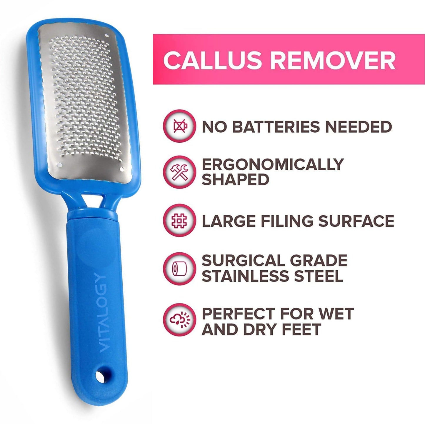 Callus Remover for Feet | Foot Scrubber for Dead Skin Remover | Removes Hard Skin, Leaves Feet Smooth | Pedicure tools - Foot Scraper Rasp (BLUE)