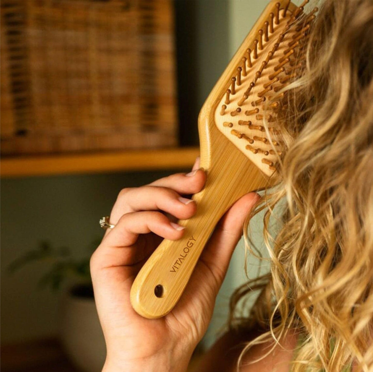 Bamboo Hair Brush for Hair Growth - Eco Friendly Hair Brush Detangler for Massaging Scalp