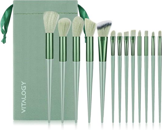 Makeup Brush Set Professional - 13 Pcs Premium Set for Foundation Blending Blush Concealer Eye Shadow, Eye Makeup Brushes, Travel Brush Set with Storage Pouch (Coffee Brown)