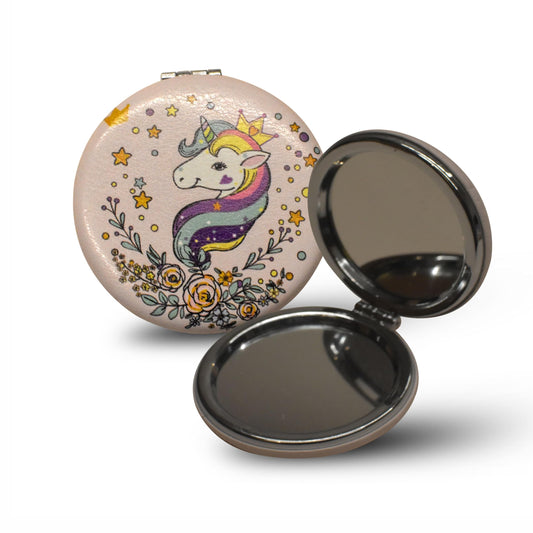 Mirror for Makeup Unicorn Design - Magnifying Compact Hand Mirror for Women, Girls with 2x 1x Zoom - Folding Pocket Double Sided Makeup Mirror for Purse, Pocket - ROUND UNICORN (Assorted)-1
