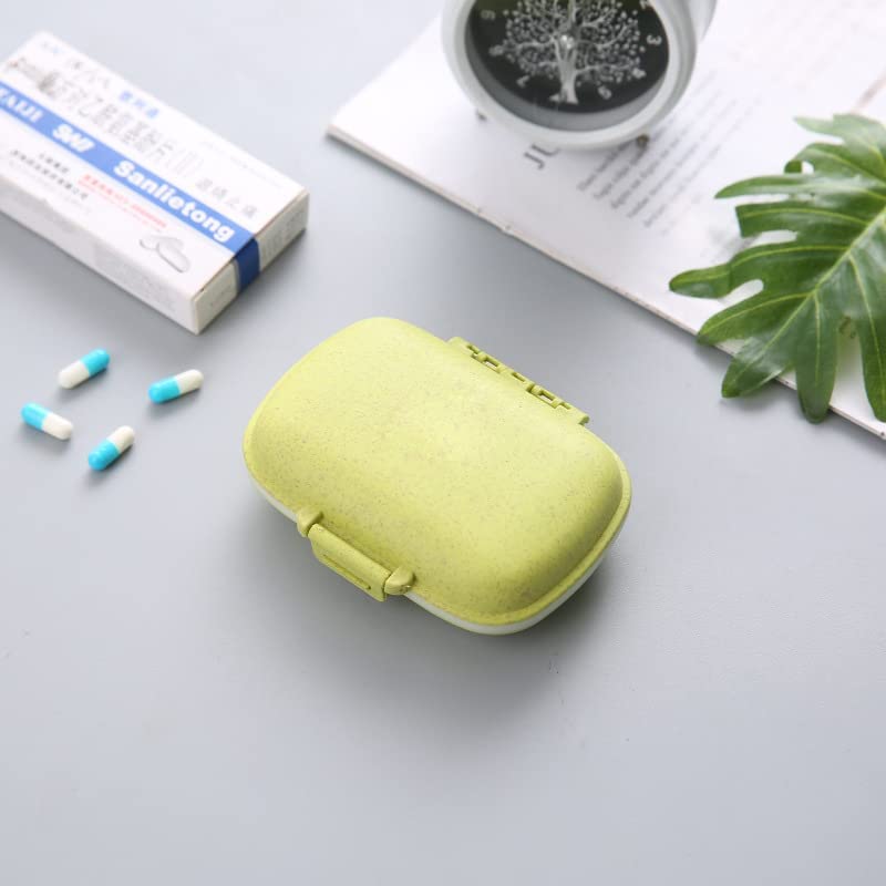 Pill Medicine Organizer Storage Box with 8 Compartments - Moisture Proof, Made of Food Grade Cereal Fiber, BPA free Wheat Straw Material (Random Colour)