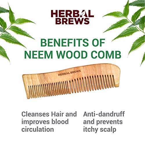 Desi Neem Wooden Comb for Women & Men | Hair Growth | Anti-Bacterial, Dandruff Remover & Hair Styling Comb | Handcrafted (Set of 3)
