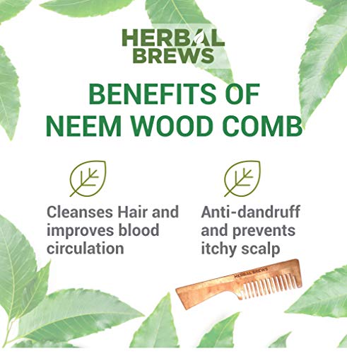 Desi Neem Wooden Comb for Women & Men | Hair Growth | Anti-Bacterial, Dandruff Remover & Hair Styling Comb | Handcrafted (Set of 3)