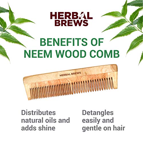 Desi Neem Wooden Comb for Women & Men | Hair Growth | Anti-Bacterial, Dandruff Remover & Hair Styling Comb | Handcrafted (Set of 3)