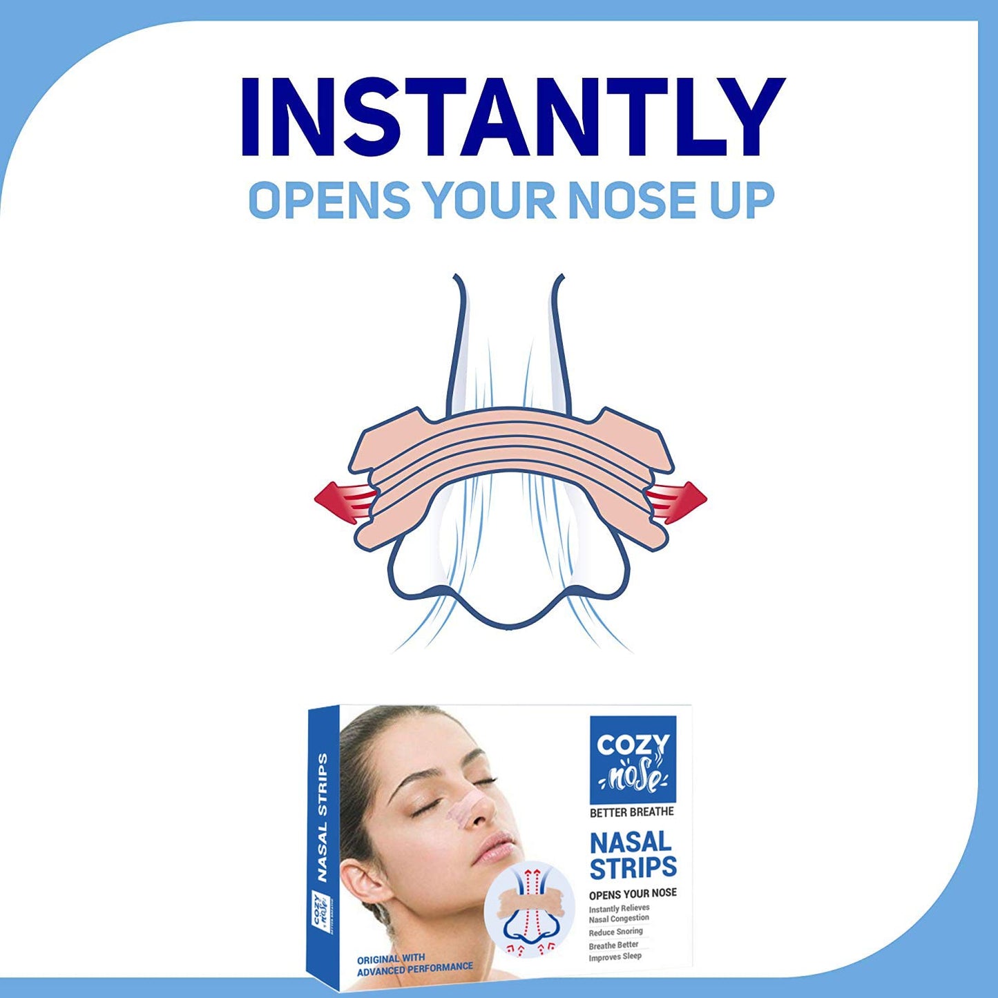 Snoring Relief Nasal Strips | Opens Your Nose Instantly | Better Breath & Improves Sleep | Pack of 10 Strips