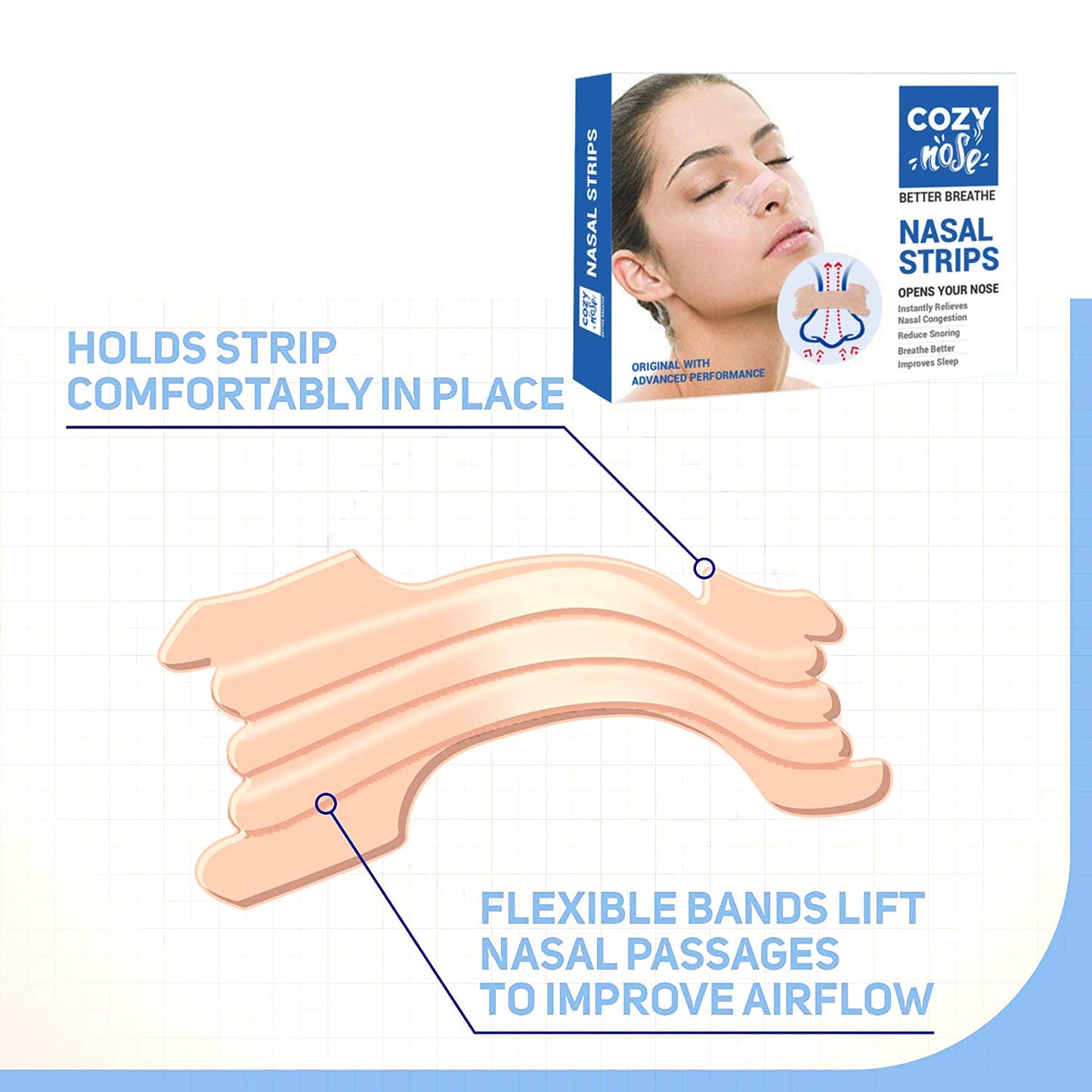 Snoring Relief Nasal Strips | Opens Your Nose Instantly | Better Breath & Improves Sleep | Pack of 10 Strips