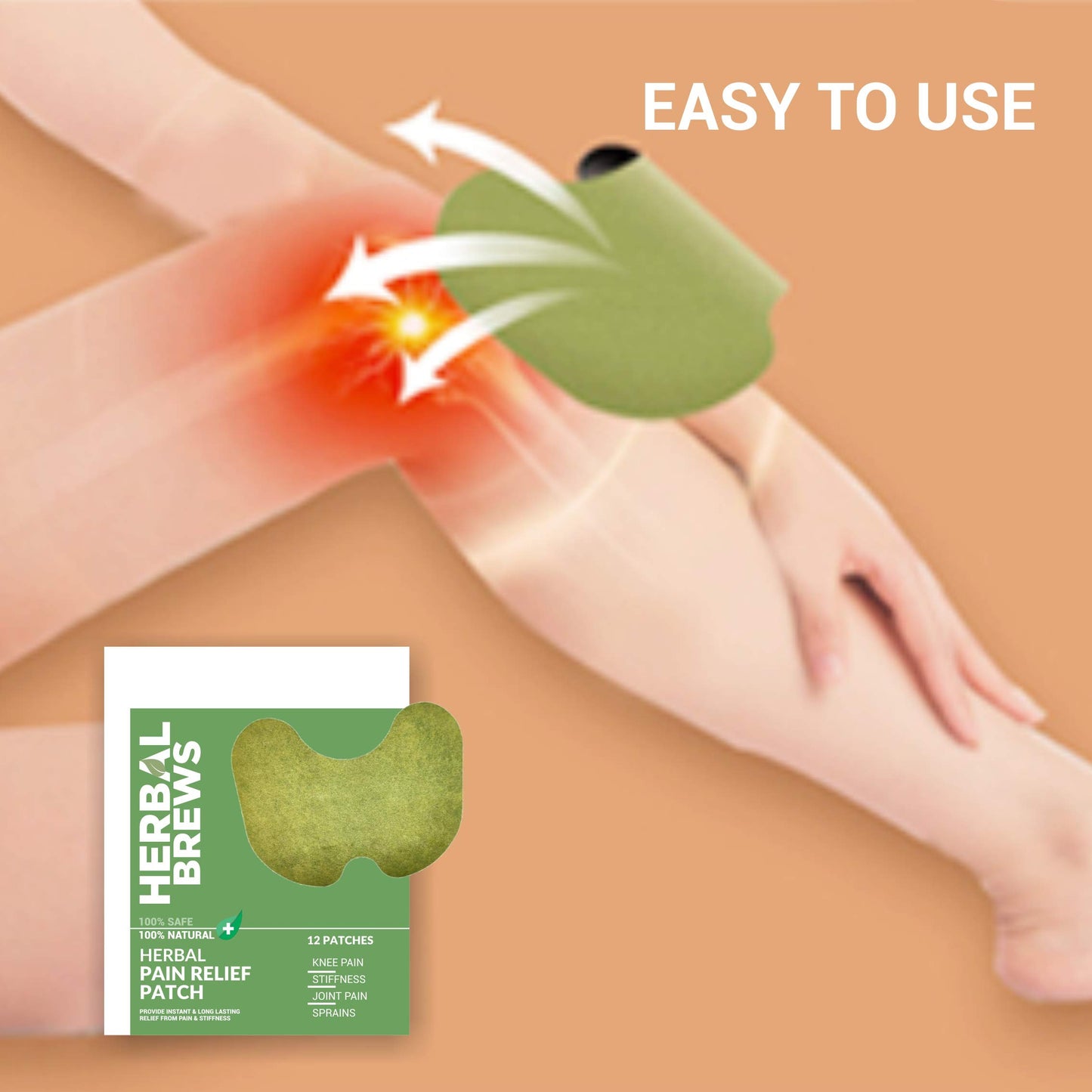 Knee Pain Patches (Specially Designed for Knee Joints) | 100% Safe & Natural | INSTANT RELIEF | NO SIDE EFFECTS