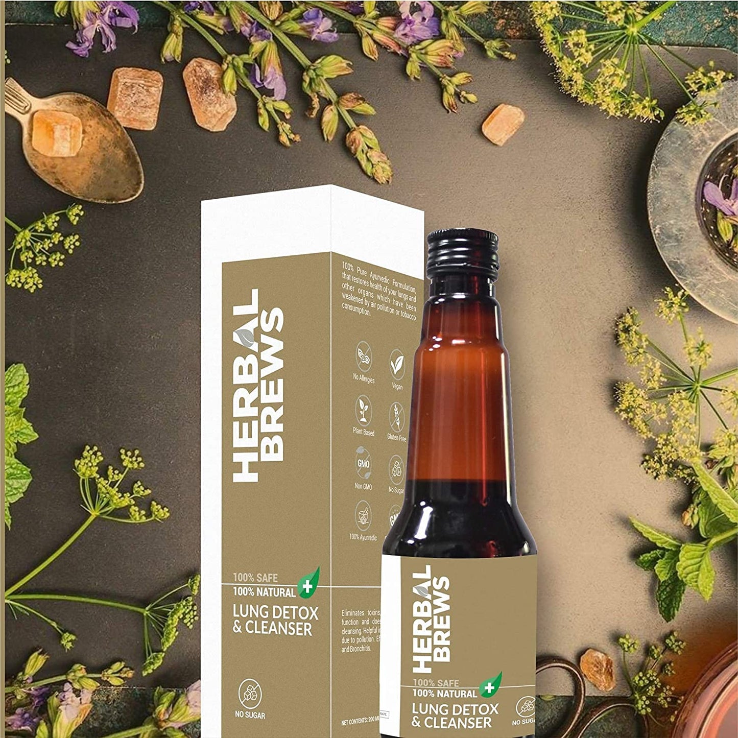 Lung Detox For Smokers - 100% Ayurvedic Preparation with Mulethi & Tulsi - 200 ml Syrup (Sugar Free)