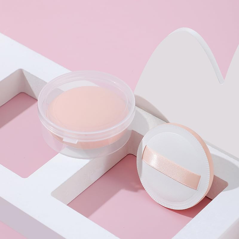 Makeup Sponges for Foundation - Makeup Sponge Set for Blending - Beauty Blender Set of 3 Fluffy Puffs(Different Shapes) with Satin Ribbon- Flawless for Cream, Powder and Liquid (Peach)