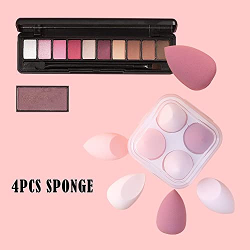 Makeup Sponges for Foundation - Makeup Sponge Set for Blending - Beauty Blender Set of 4 + Egg Case Holder - Flawless for Cream, Powder and Liquid (Pink Mix Colours)
