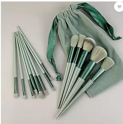Makeup Brush Set Professional - 13 Pcs Premium Set for Foundation Blending Blush Concealer Eye Shadow, Eye Makeup Brushes, Travel Brush Set with Storage Pouch (Mint Green)