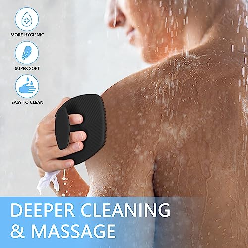 Body Scrubber for Bathing - Dead Skin Remover, Premium Super Soft Silicone Body Shower Scrub - 1 Pc (Black)
