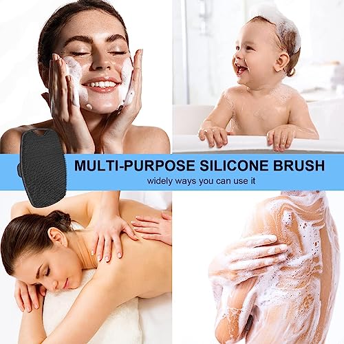 Body Scrubber for Bathing - Dead Skin Remover, Premium Super Soft Silicone Body Shower Scrub - 1 Pc (Black)